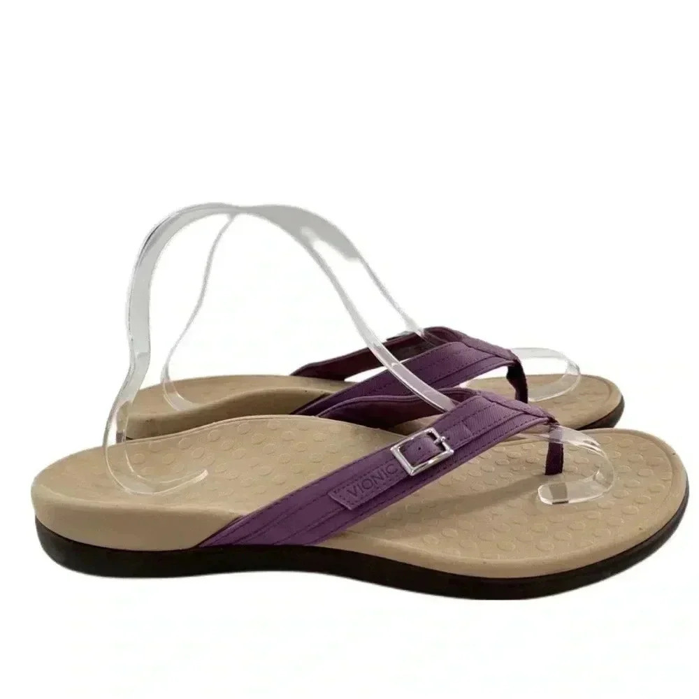 New Vionic Patty womens sandals size 10 42 purple canvas thong flip flops - Picture 2 of 14